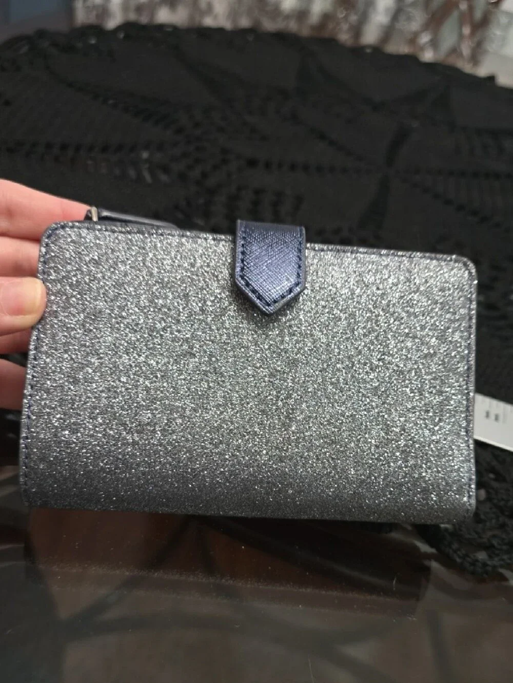 kate spade New York Glitter Wallet Silver